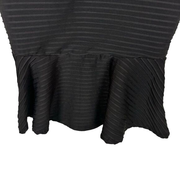 Bisou Bisou Michele Bohbot Black Textured Sleveless Peplum Tank Top Womens Small - Picture 4 of 5